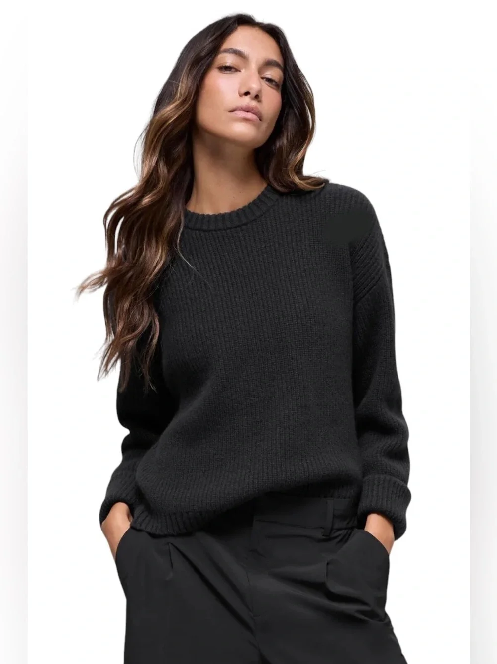 ALO Wool Cashmere Ribbed Noble Crewneck Sweater Women’s Sz XS